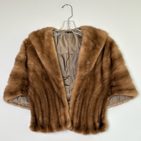 Vintage 50s 60s Mink Fur Shawl Wrap Topper Shrug - Picture 14 of 14